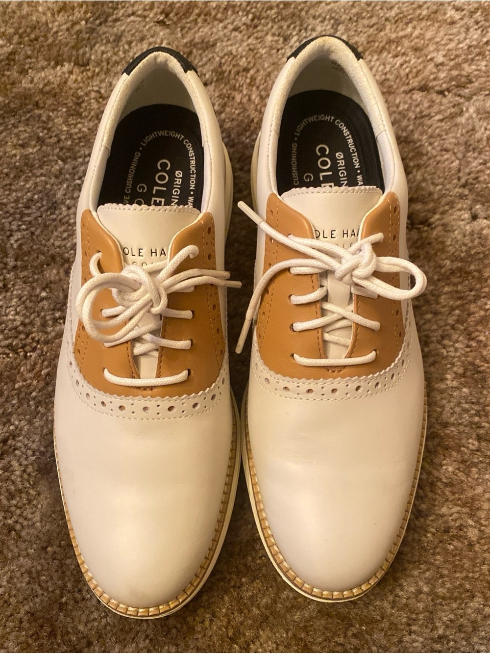 Cole Haan White and Tan Saddle Oxfords Golf OriginalGrand Waterproof